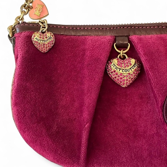 Juicy Couture Vintage Velour Mini Bag with Charms Purple/Pink Y2K Rare - Picture 7 of 8